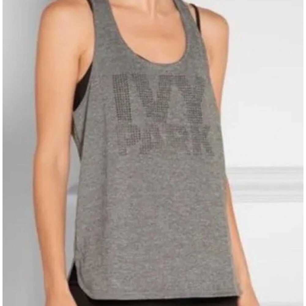 Adidas Ivy Park Tank Top Gray Small Laser Cut Logo Racerback Heather Gray